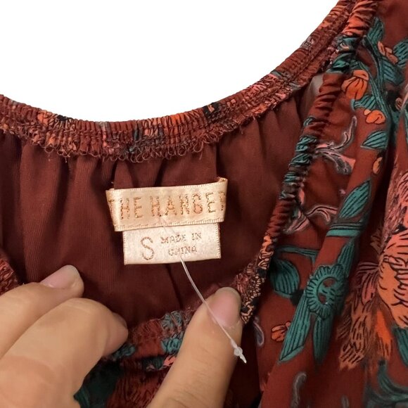 The Hanger Womens Rust Floral Off The Shoullder Layered Boho Dress Size Small - Picture 3 of 6